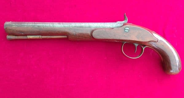 A scarce English percussion duelling pistol by Blake converted from Flintlock  C.1800. Ref 2871